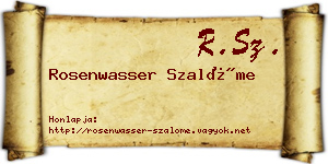 Rosenwasser Szalóme névjegykártya